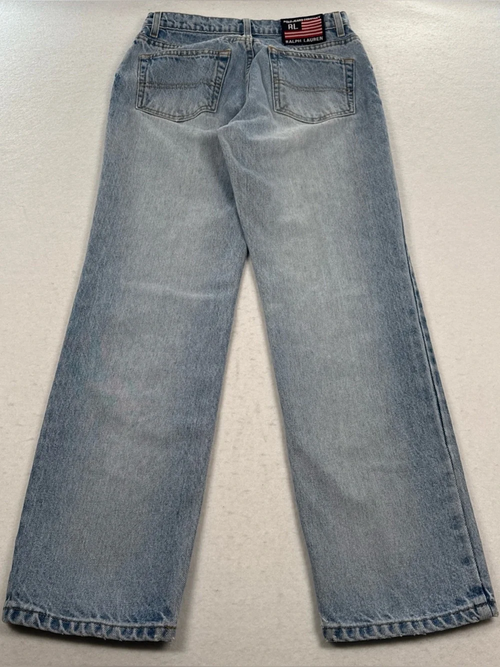 VINTAGE Polo Jeans Co. Ralph Lauren Jeans Womens 4x29 Lt Blue Flag Patch RL 90s - Picture 7 of 11